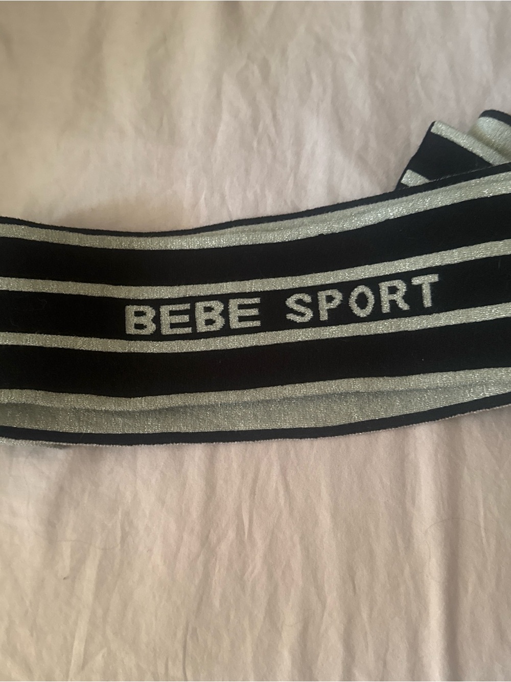BEBE SPORT Black & Silver Athletic Scarf